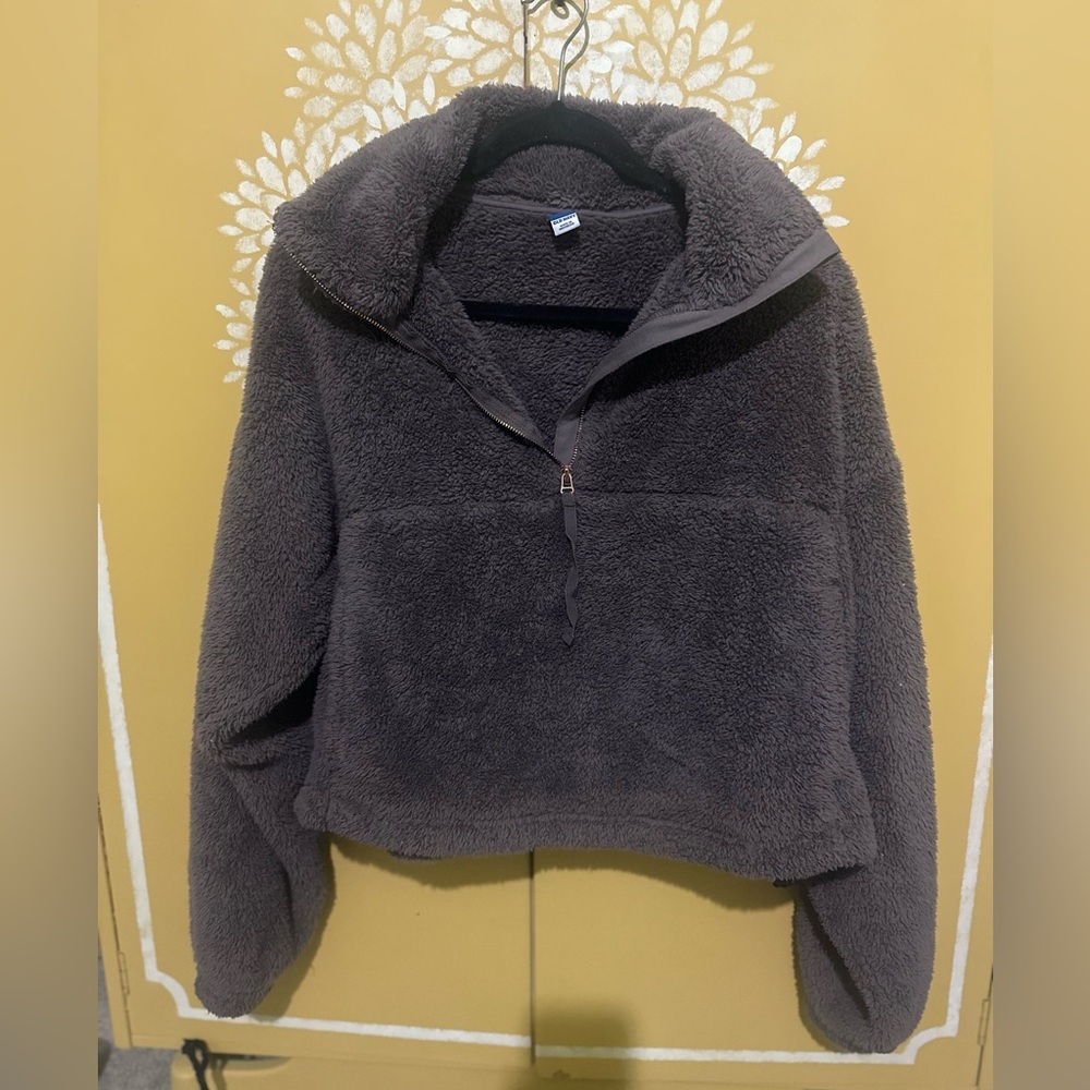 Old Navy Women’s Medium Fleece Sherpa Purple 1/2 Zip Pullover Soft